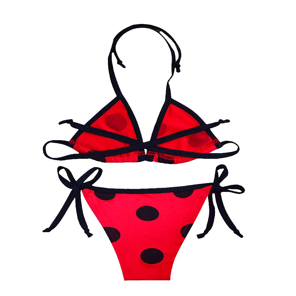Dressy Daisy Toddler Girls Ladybug Red & Black Polka Dots Bathing Suit Triangle Bikini Swimsuit Swimwear Size 3T 062