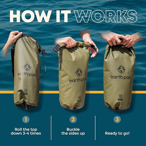 Earth Pak Waterproof Dry Bag - Roll Top Waterproof Backpack Sack Keeps Gear Dry for Kayak with Waterproof Phone Case