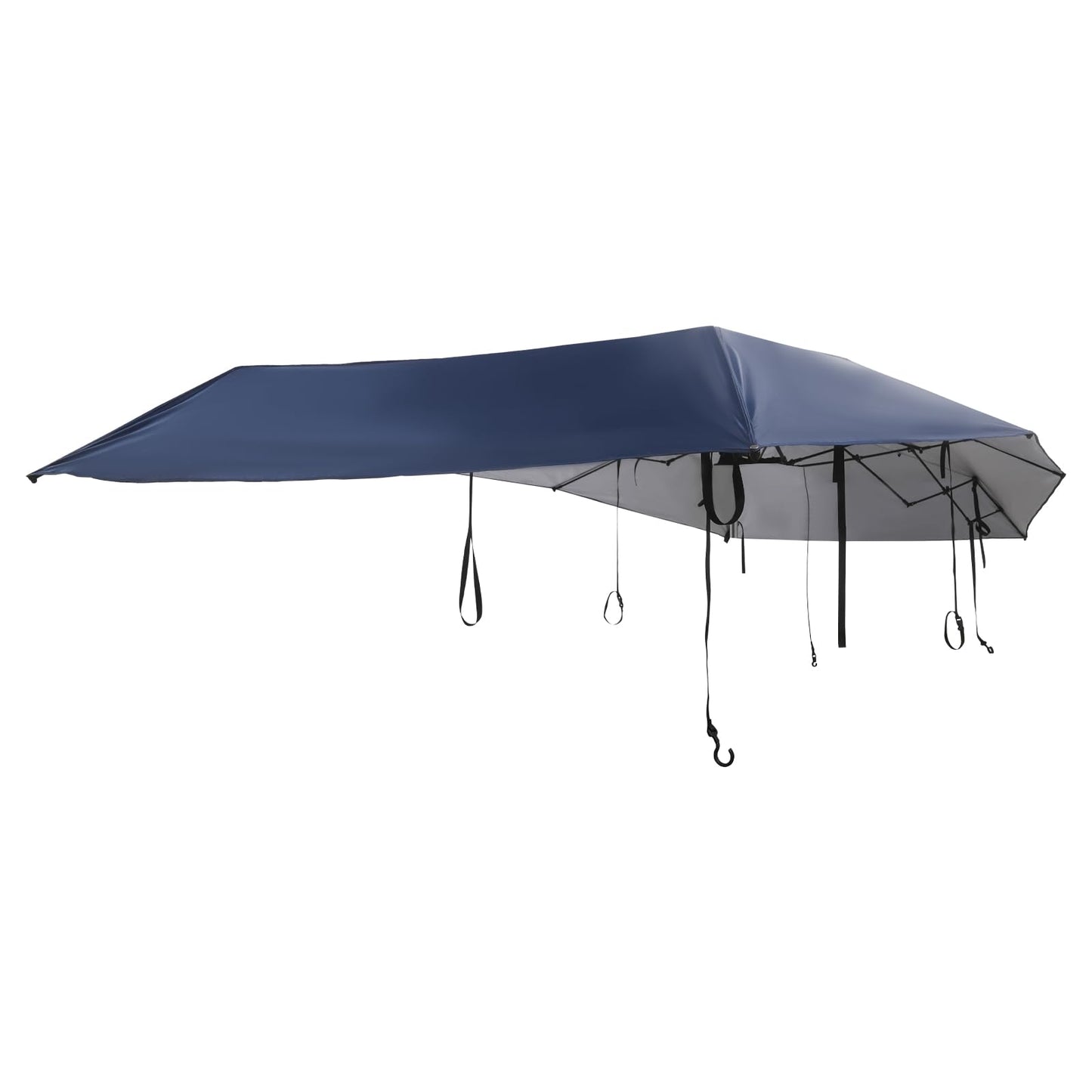 15.09x7.55ft Car Canopy Umbrella, Car Sun Shade Umbrella Cover Tent with Wind-Proof Ropes, Semi Automatic Portable Roof Tent for Cars Protection (Navy Blue)
