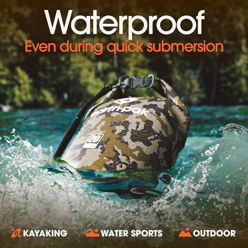 Earth Pak Waterproof Dry Bag - Roll Top Waterproof Backpack Sack Keeps Gear Dry for Kayaking, Beach, Rafting, Boating, Hiking, Camping and Fishing with Waterproof Phone Case