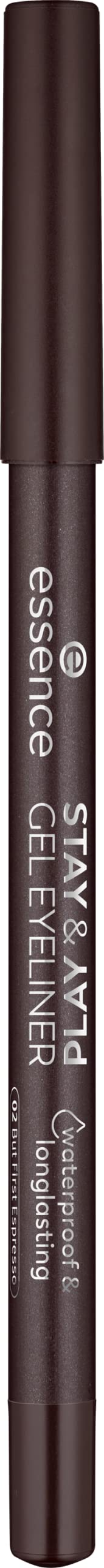 essence | Stay & Play Gel Eyeliner | Super Soft Gel-like Texture | Waterproof & Longlasting | Vegan & Cruelty Free (02 But First Espresso)