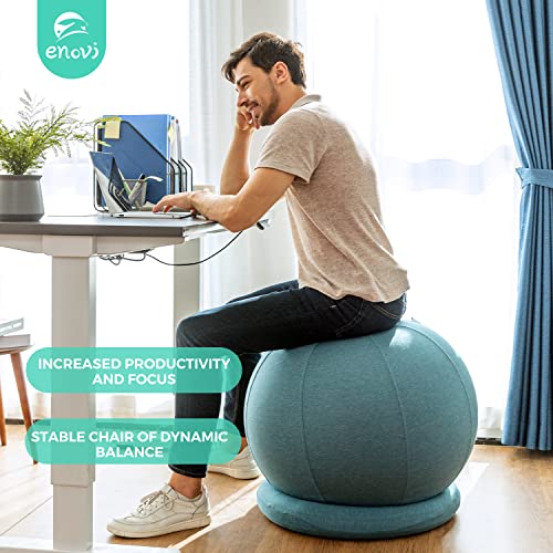 ENOVI ProBalanceΩ Ball Chair, Yoga Ball Chair Exercise Ball Chair with Slipcover and Base for Home Office Desk, Birthing & Pregnancy, Stability Ball & Balance Ball Seat to Relieve Back Pain, 65cm, WF