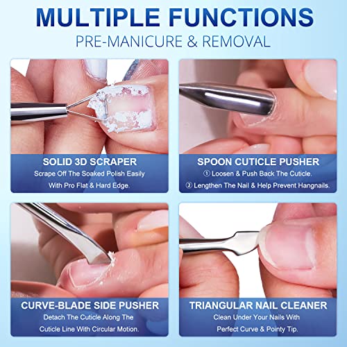 2PCS Metal Pink-Yellow Gradient Cuticle Pusher and Cutter Remover Salon Quality Stainless Steel Gel Nail Polish Peeler Scraper Durable Manicure and Pedicure Cleaner Tool For Fingernail and Toenail