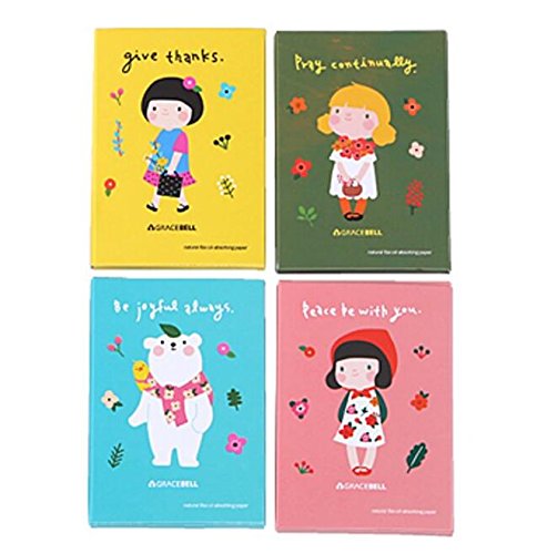 Ericotry 4Boxes (200Pieces) Oil Absorbing Blotting Sheets Face Oil-Absorbing Tissues Makeup Oil Control Absorbing Blotting Paper Sheets(Box color random)