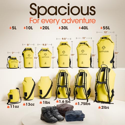 Earth Pak Waterproof Dry Bag - Roll Top Waterproof Backpack Sack Keeps Gear Dry for Kayak with Waterproof Phone Case