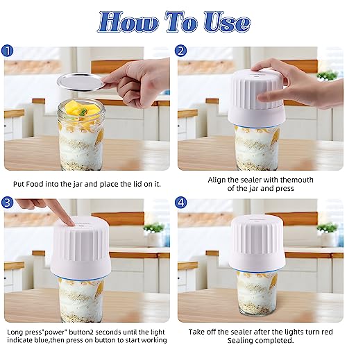 Electric Mason Jar Vacuum Sealer for Wide & Regular-Mouth Jar and Accessory Hose Compatible with FoodSaver Vacuum Sealer and Vacuum Container, Wine Vacuum Stoppers, Vacuum Sealer Kit