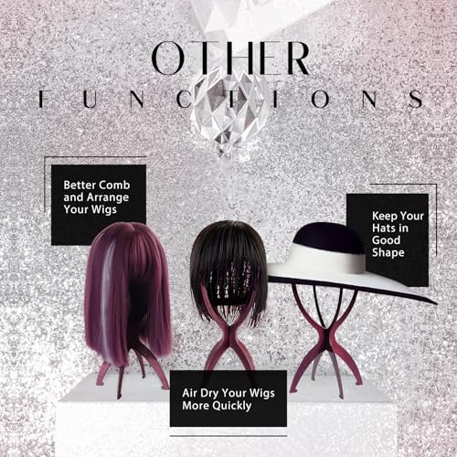 Dreamlover Wig Stand, Plum, 3 Packs