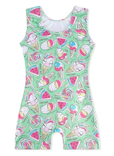 EQSJIU Dance Leotards For Toddler Girls Green Ice Cream Girls Gymnastics Unitard 5-6 Years