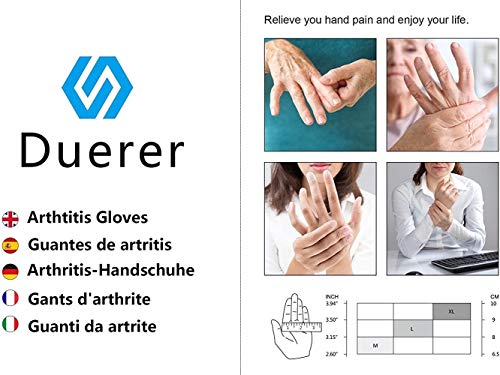 Duerer Arthritis Compression Gloves Women Men for RSI, Carpal Tunnel, Rheumatiod, Tendonitis, Fingerless Gloves for Computer Typing and Dailywork (Black, S)