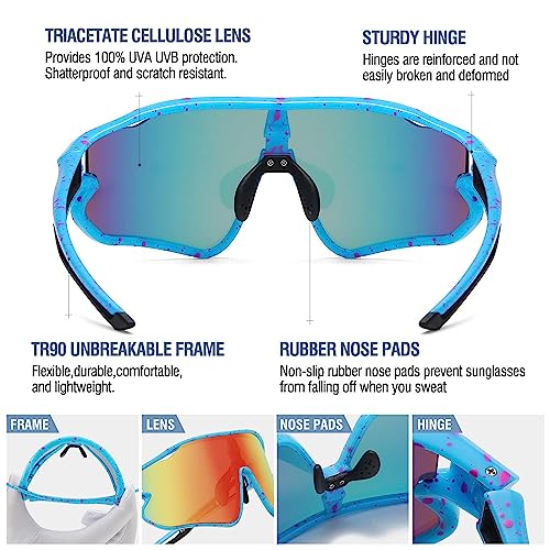 DUCO Kids Sunglasses Youth Baseball Sun Glasses Lightweight TR90 Frame UV400 Sports Cycling Shades for Boys Girls DK268