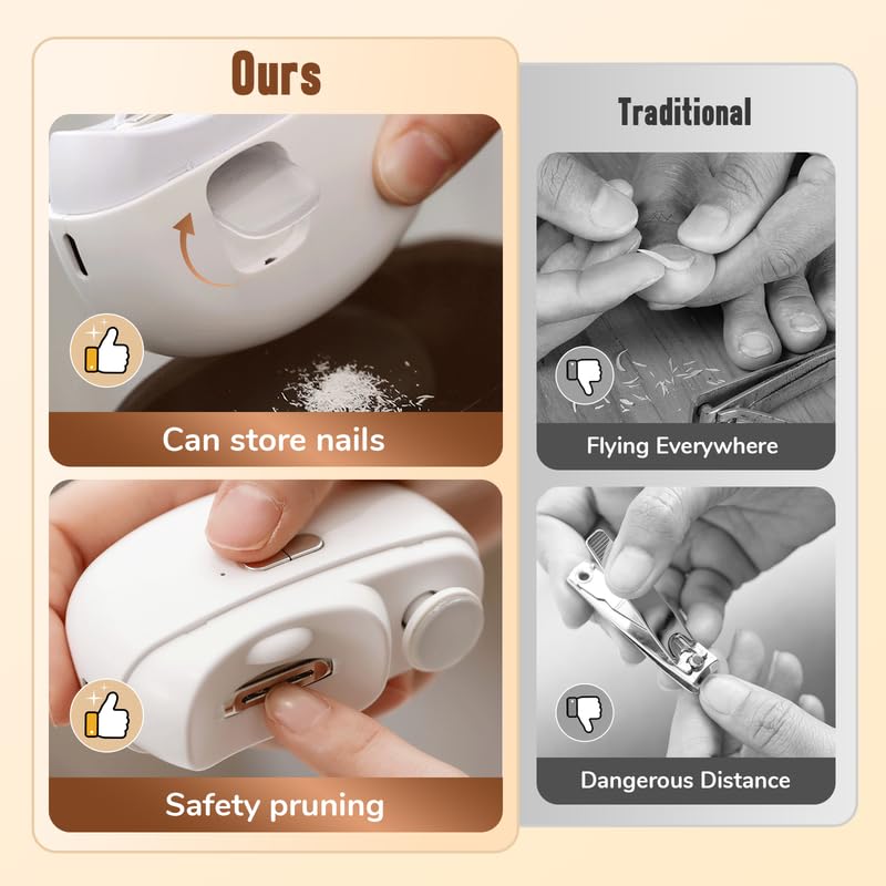 2 in 1 Electric Polishing Automatic Nail Clippers, Electric Toenail Clippers, 2025 New Electric Toe Nail Clippers for Seniors Adults Baby, Automatic Electric Nail Clippers Nail File with Light