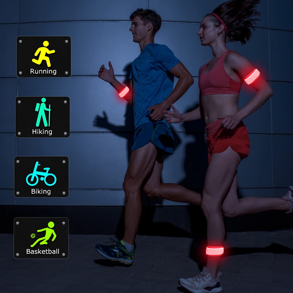 esonstyle Pack of 6 LED Light Up Band Slap Bracelets Night Safety Wrist Band for Cycling Walking Running Concert Camping Outdoor Sports (6 pcs-red)