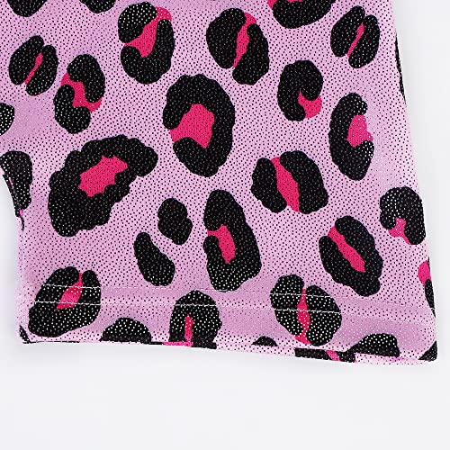 EQSJIU Leotard For Children Girls Gymnastics Leopard Pink Black Cute Shiny Sparkle Tumbling Outfits For Girls 8-9 Years