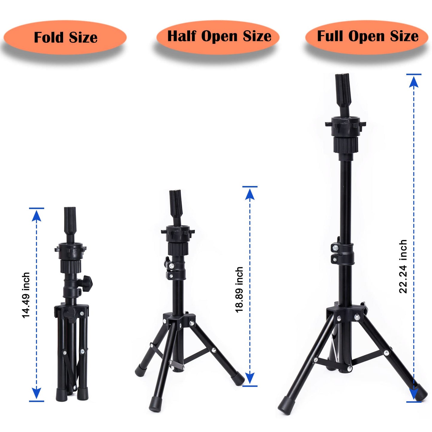 EERYA 22 Inch Wig Head Stand - Tripod Wig Mannequin for Styling, Displaying - Light Brown