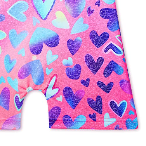 EQSJIU Gymnastics Shorts For Girls Rose Red Heart Golden Shiny Kids Gymnastics Leotards For Girls 5/6 Years Little Students