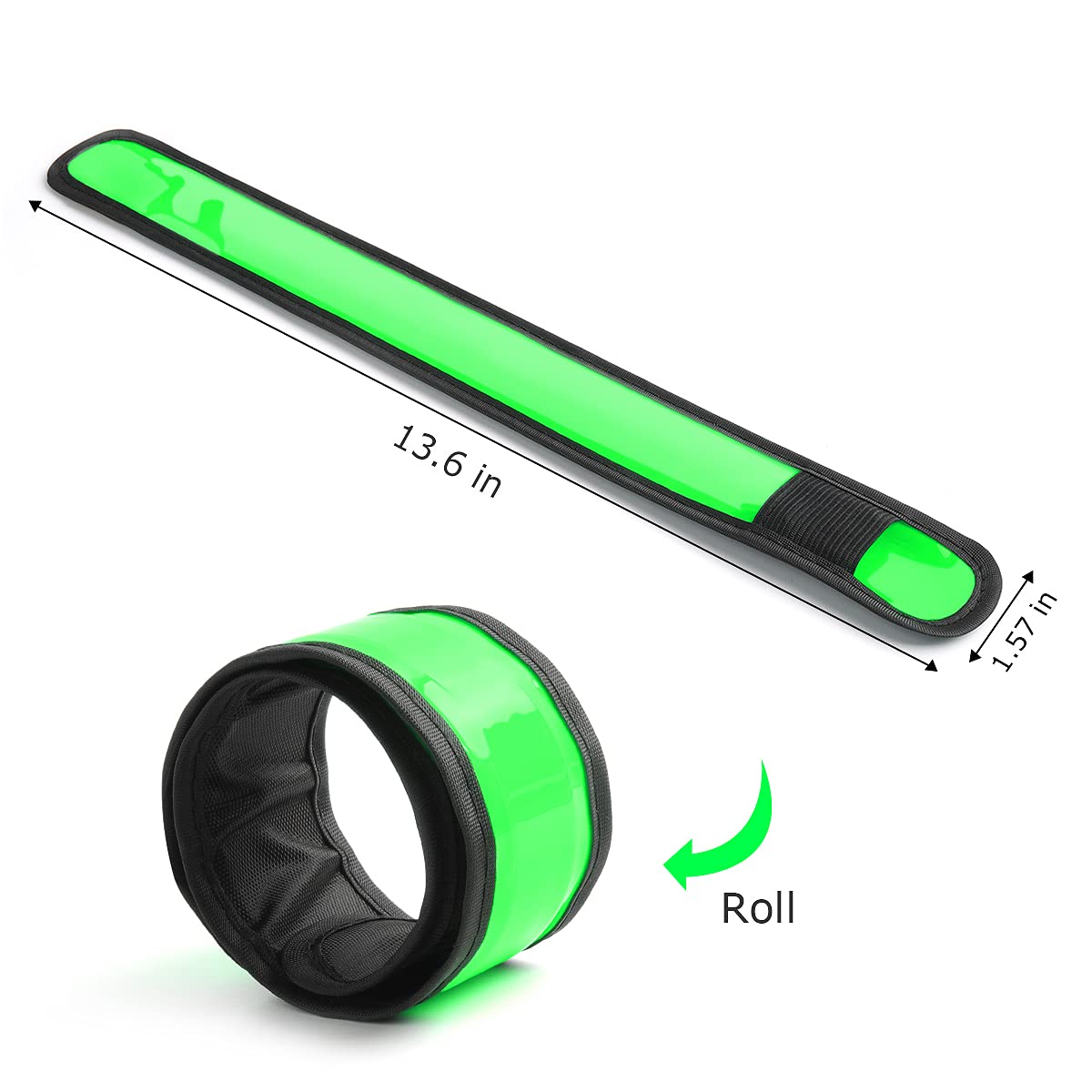 esonstyle Pack of 6 LED Light Up Band Slap Bracelets Night Safety Wrist Band for Cycling Walking Running Concert Camping Outdoor Sports (6 pcs-Green)