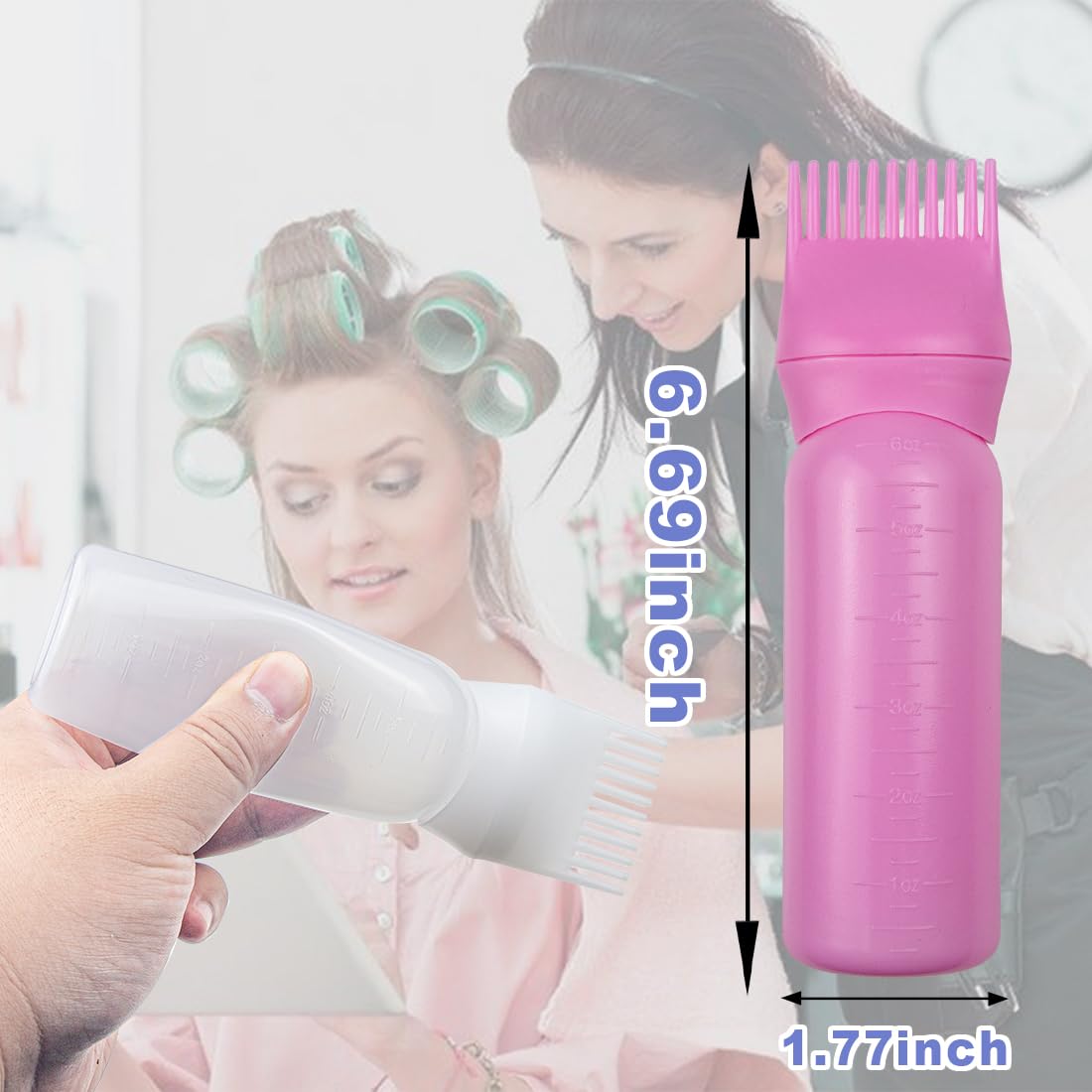 ELANE 4 Pack Root Comb Applicator Bottle,Oil Comb Applicator for Hair Dye Shampoos Hair Salons (2 pink + 2 white)