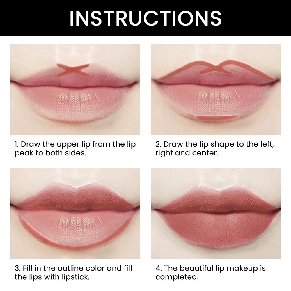 2-in-1 Fairest Nude Velvet Lip Liner & Lipstick Set Kit for Women, DNM Matte Lips Kit with Lip Liner Lip Stains Long Lasting Waterproof 24 Hour Lipstick and Lip Liners Combo Lipliners Pencil Set 47