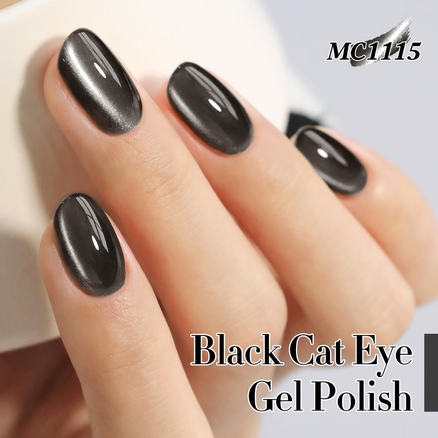 Double Rhythm Jelly Glass Cat Eye Gel Polish with Magnet 15ML Holographic Glitter Shimmer Translucent Sheer Color Magnetic Nail Polish Salon DIY at Home (Jelly Black-MC1115)