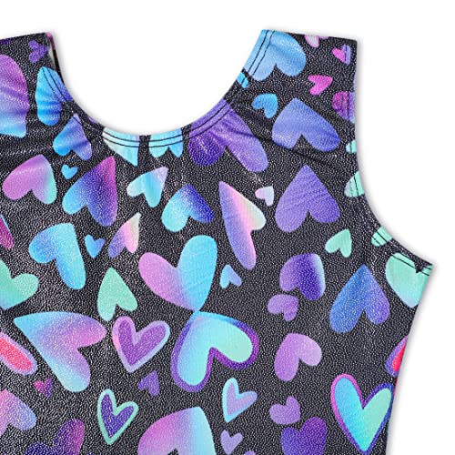 EQSJIU Gymnastics Shorts For Girls Blue Heart Shiny Kids Gymnastics Leotards For Girls 5/6 Years Little Students