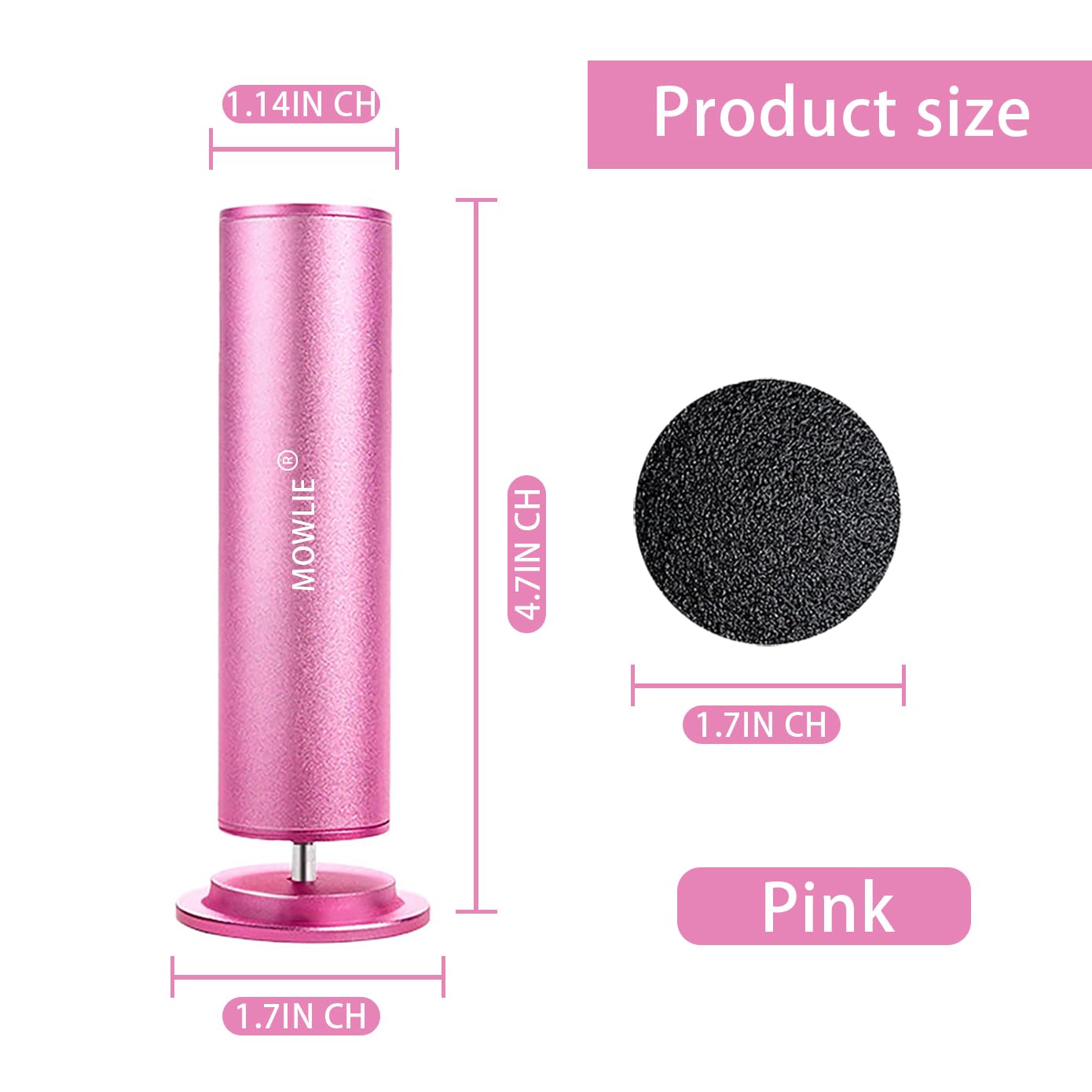 Electric Foot Callus Remover,MOWLIE Electric Foot Care Tools with Speed Controller and 60pcs Replacement Sandpaper Disk for Men Women Dead Dry Crack Skin Calluses (Pink)