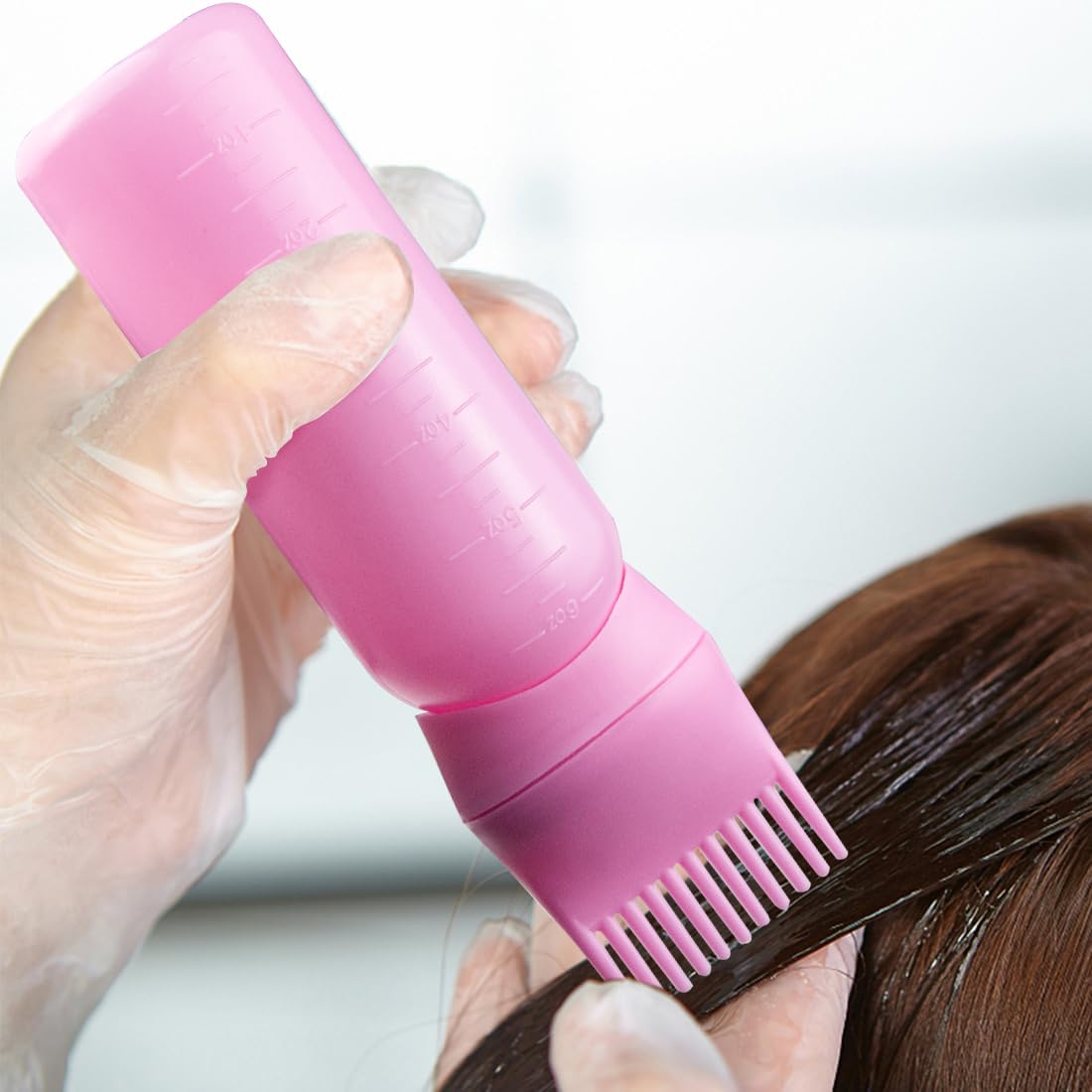 ELANE 4 Pack Root Comb Applicator Bottle,Oil Comb Applicator for Hair Dye Shampoos Hair Salons (2 pink + 2 white)