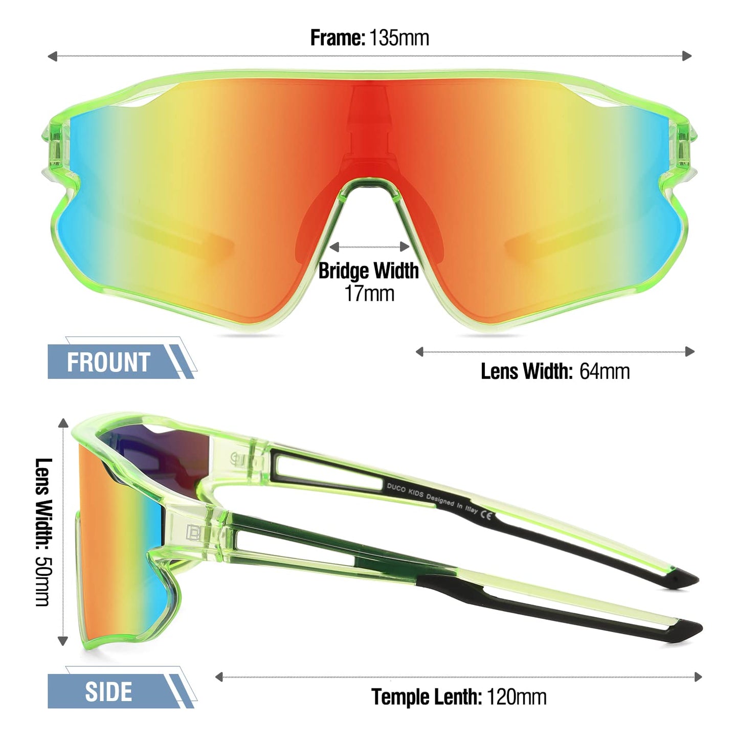 DUCO Kids Sunglasses Youth Baseball Sun Glasses Lightweight TR90 Frame UV400 Sports Cycling Shades for Boys Girls DK268