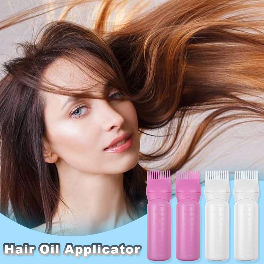 ELANE 4 Pack Root Comb Applicator Bottle,Oil Comb Applicator for Hair Dye Shampoos Hair Salons (2 pink + 2 white)
