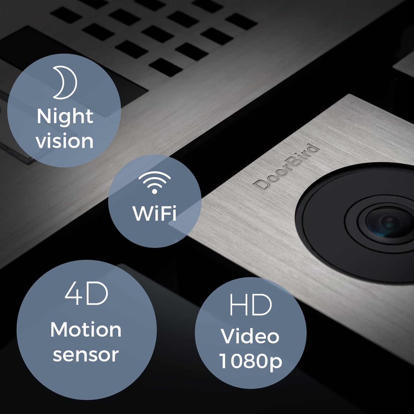 DoorBird IP Video Door Station D1101V Surface-Mount, Stainless Steel V2A, Brushed, Surface-mounting POE Video Doorbell