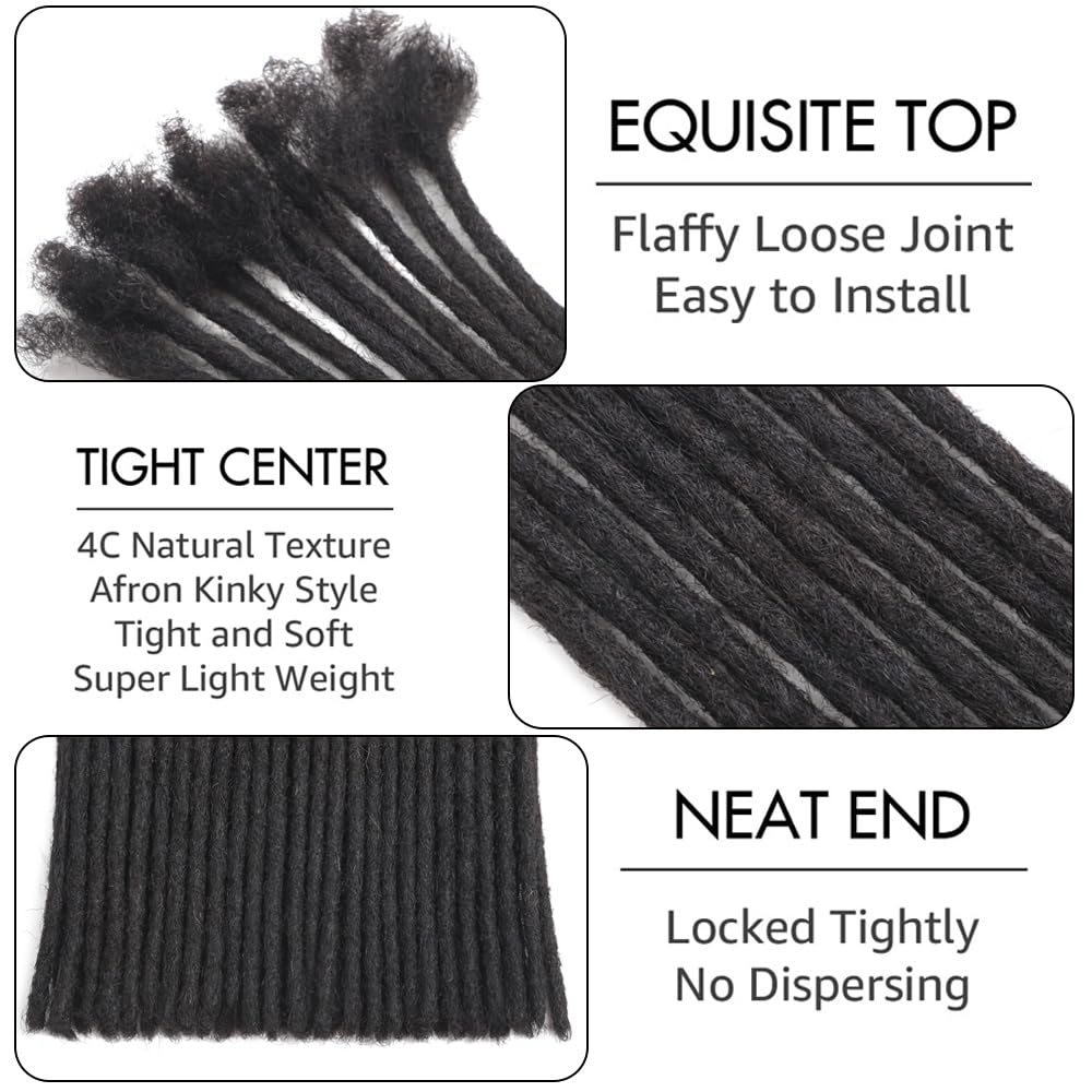 Dreadlock Extensions Human Hair 10-100 Strands 100% Full Handmade Permanent Loc Extension Human Hair for Women/Men/Kids Can Be Dyed Bleached Curled Twisted (0.4cm 1B, 4 inch 30 Strands)