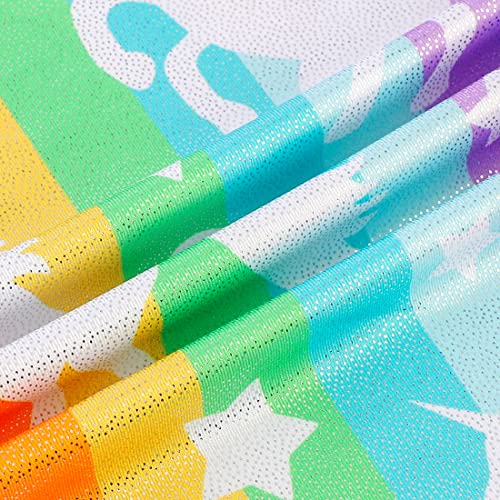 EQSJIU Girls Gymnastics Outfit Unicorn Rainbow Stripe Stars Shiny Sparkle Gymnastics Leotards For Girls 5/6 Years Primary Gym Class