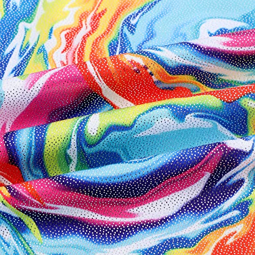 EQSJIU Gymnastics Leotards for Girls with Shorts Yellow Swirl Toddlers Biketards Rainbow Unicorn Dinosaur Mermaid Leopard Donut Galaxy