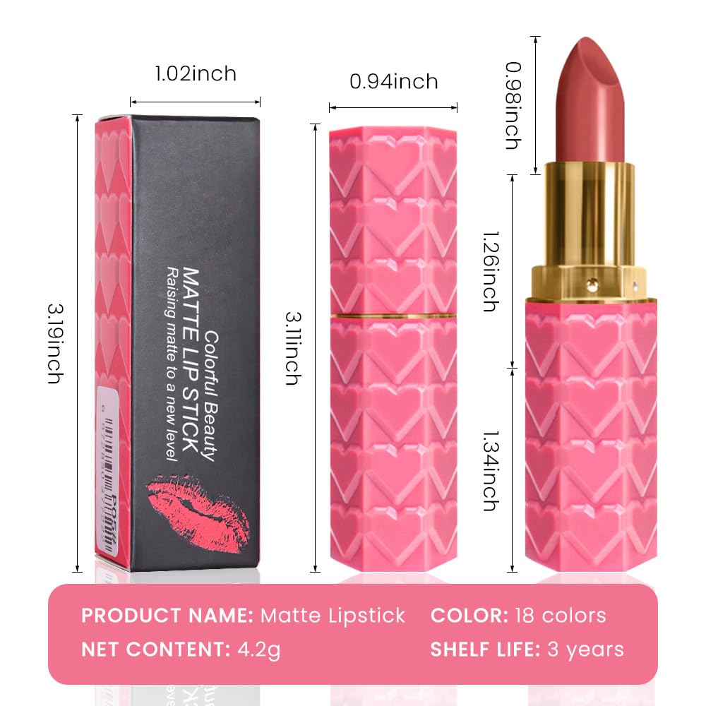 3 Pcs Matte Velvet Lipstick for Women Set,Nude Long Lasting Matte Lipstick 24H Waterproof for Girls Natural Lip Makeup,Matte Non-Stick Lipstick Makeup for Women,labiales magicos 24 horas originales