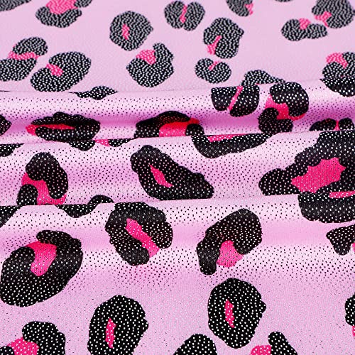 EQSJIU Leotard For Children Girls Gymnastics Leopard Pink Black Cute Shiny Sparkle Tumbling Outfits For Girls 8-9 Years
