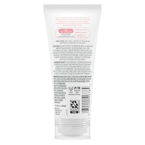 Dove Whole Body Deodorant Aluminum Free pH Balancing Cream Raspberry & Rose for 72h Odor Control 2.5 Oz