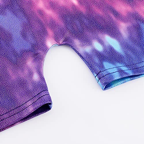 EQSJIU Kids Leotards Gymnastics 5t Size 5-6 Years Old Toddler Girls Outfits Apparel Biketard Tie Dye Blue Purple Pink Sparkle