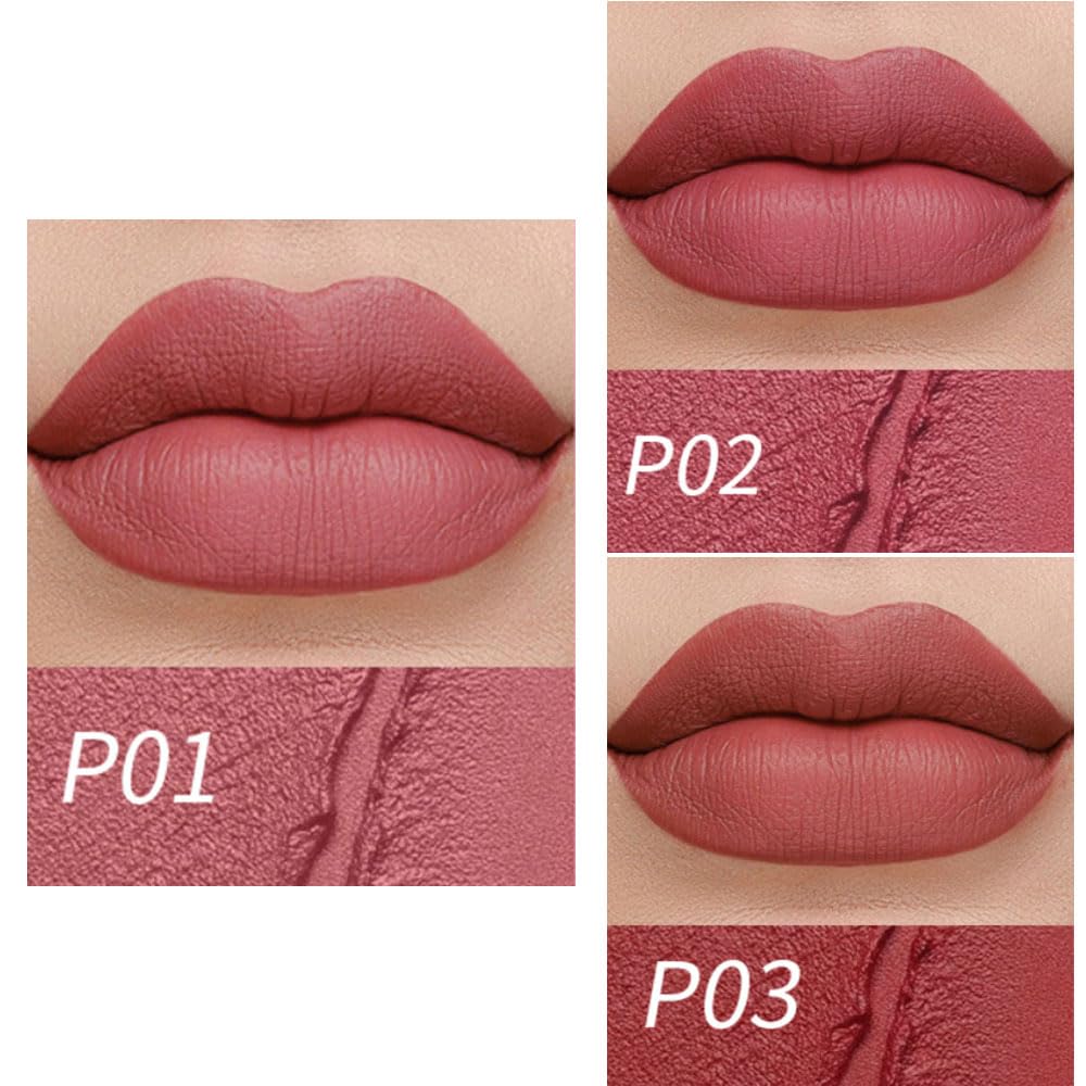 3 Pcs Matte Velvet Lipstick for Women Set,Nude Long Lasting Matte Lipstick 24H Waterproof for Girls Natural Lip Makeup,Matte Non-Stick Lipstick Makeup for Women,labiales magicos 24 horas originales