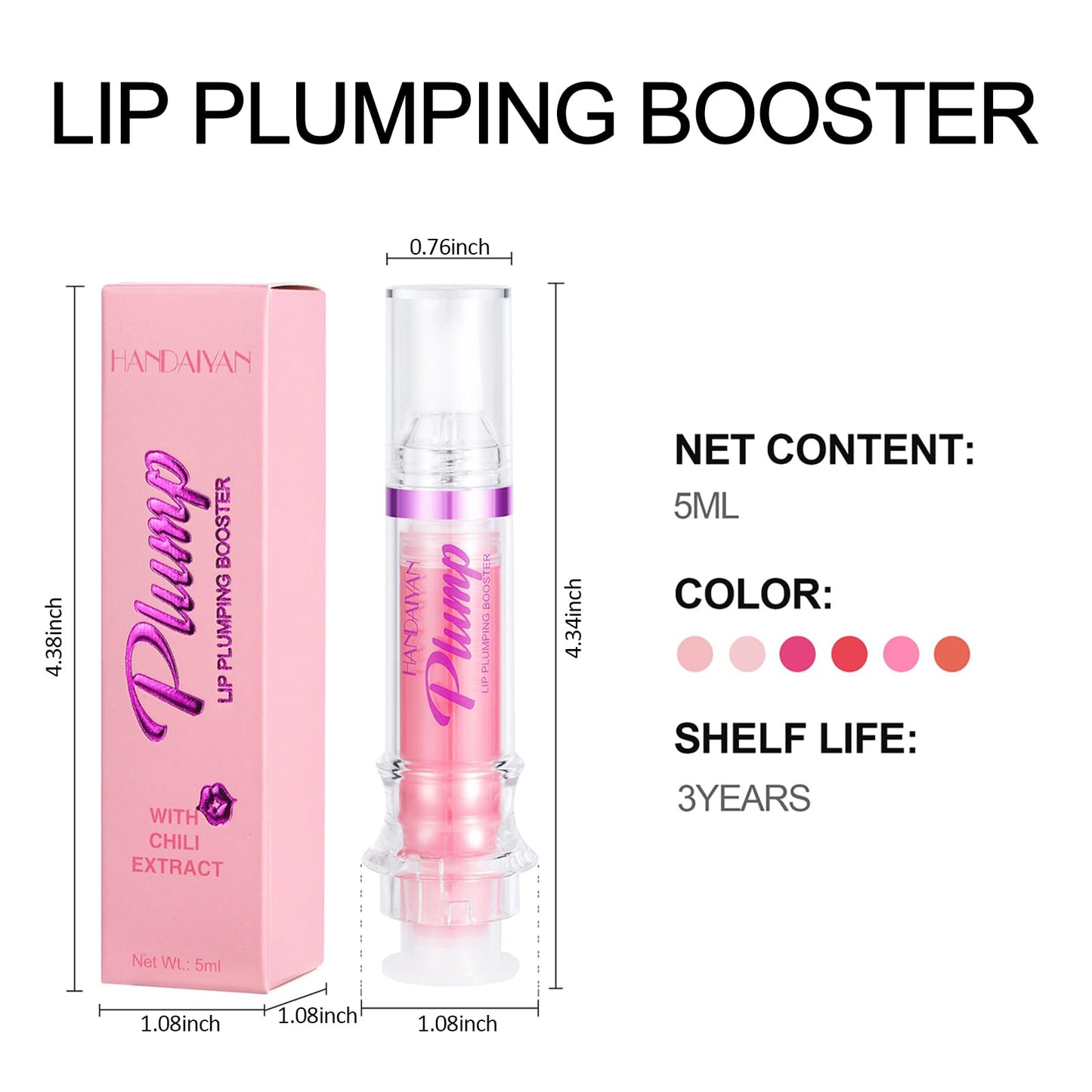 Erinde 3 Colors Lip Plumping Booster, Spicy Lip Plumper Gloss Lip Plumping Oil, Ultra-Hydrating & Nourishing Plump Lip Plumper, Glossy Finish Fuller Natural Lip Gloss for Women Girls