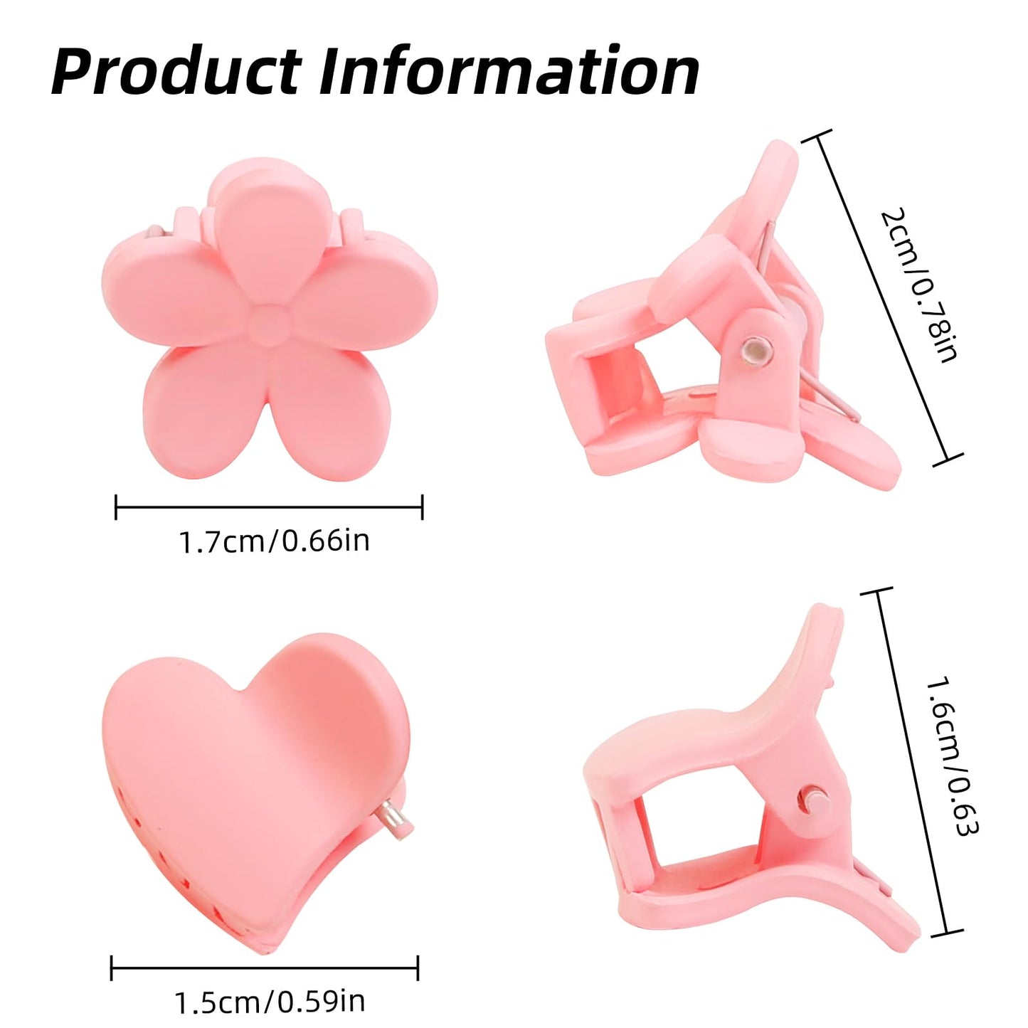 100Pcs Colorful Mini Flower Hair Clips Set, TEBIEKOY Small Hair Clips Mini Heart Hair Claw Clip Cute Jaw Clips Hair Pins Hair Barrettes Tiny Flower Hair Accessories for Women
