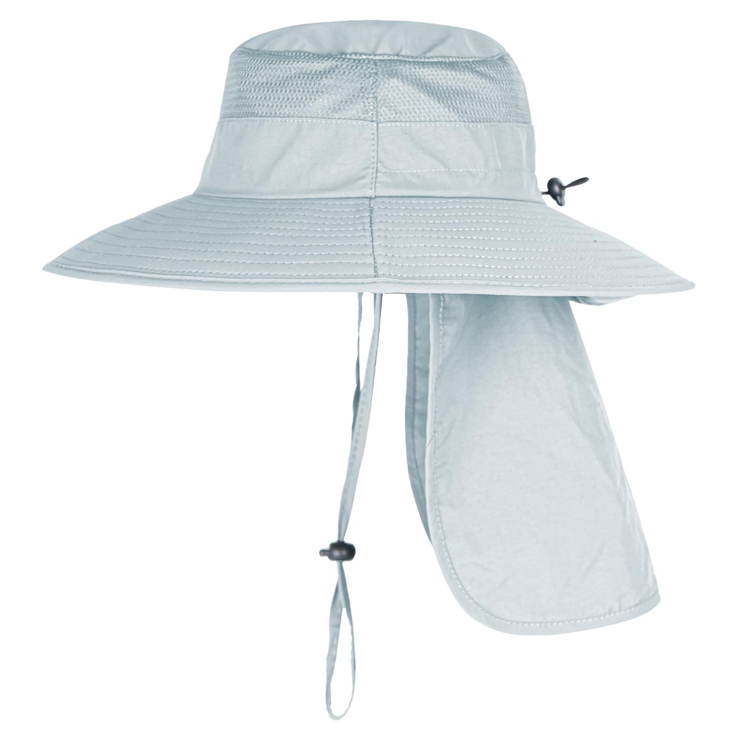 2Pack Sun Hats for Men Women Fishing Hat UPF 50+ Breathable Wide Brim Bucket Hats Summer UV Protection Safari Hat with Neck Flap Black/Light Grey