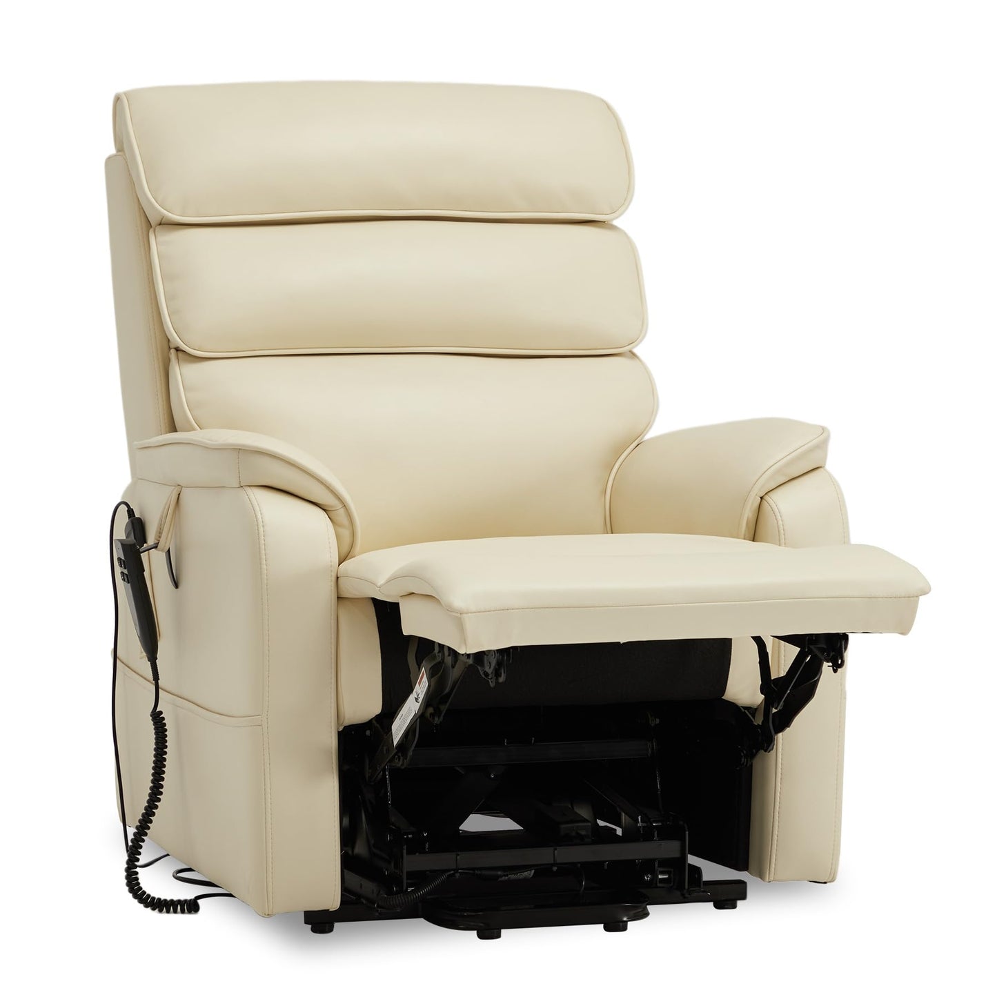 DYNOX Medium Power Dual Motor Lift Recliners Chairs for Elderly Lay Flat Lift Chair with Infinite Positions, Heat & Massage, Supports 300 LBS(9188,Faux Leather,Cream)