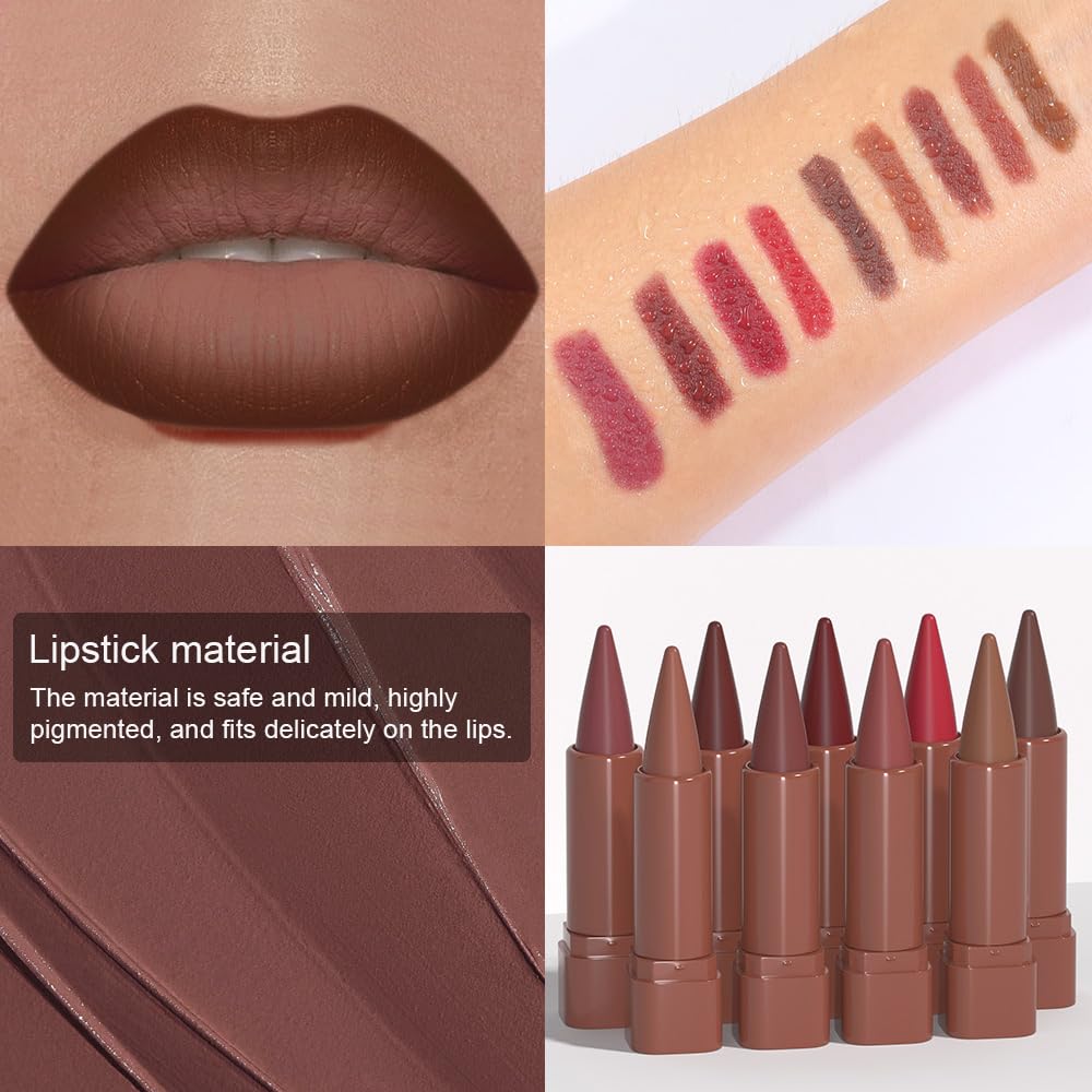 2-in-1 Gradient Lip Liner and Lipstick Lip Combo Set, Matte Lipstick Crayon Lip Liner pencil, High Pigmented Long Lasting Waterproof Smudge Proof Lip Liner (01#+03#+05#, 3 Count (Pack of 3))