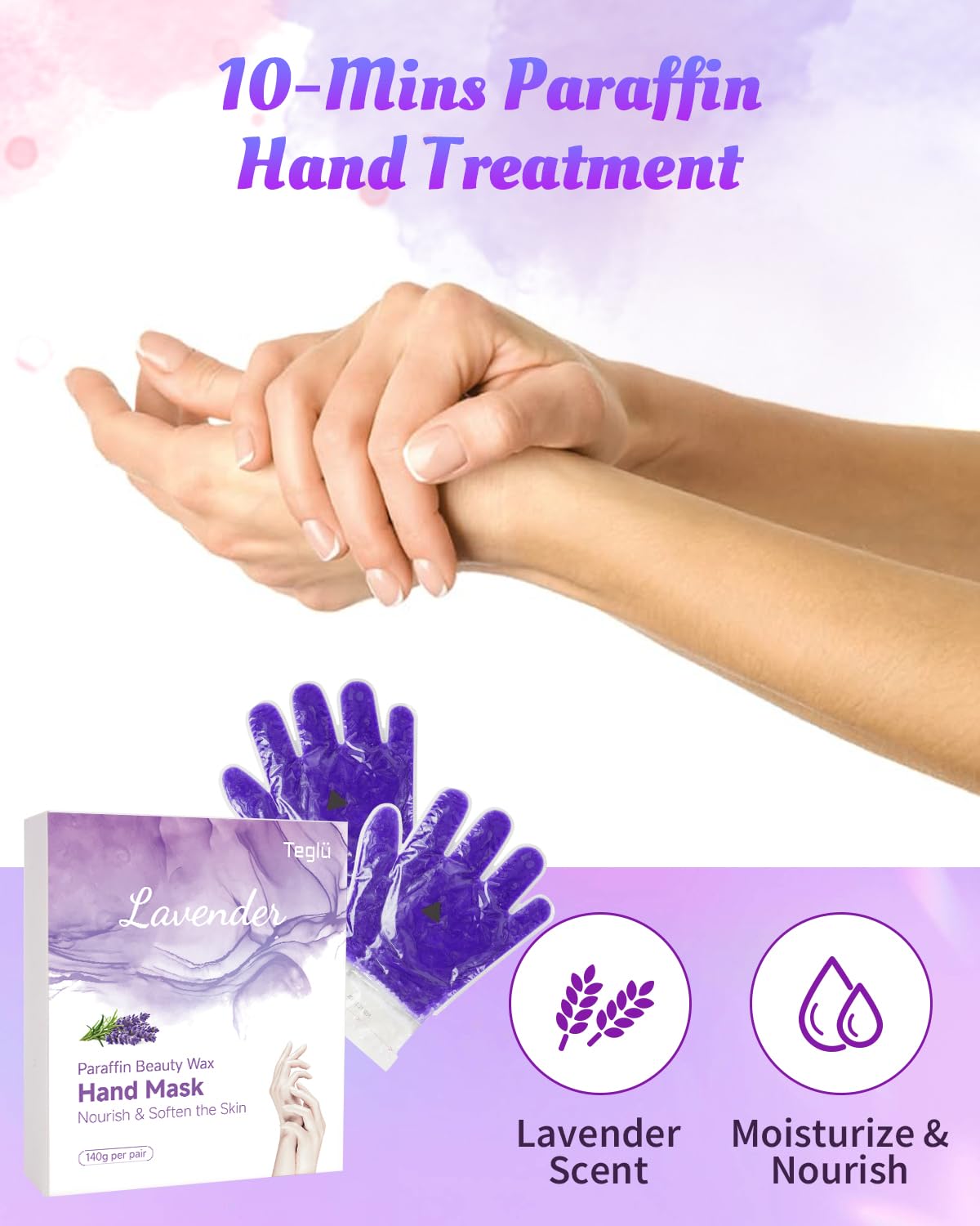 2-Pair Reusable Paraffin Wax Gloves for Hand Spa, Teglu Paraffin Wax Hand Mask for Moisturizing and Hydrating Dry Hand