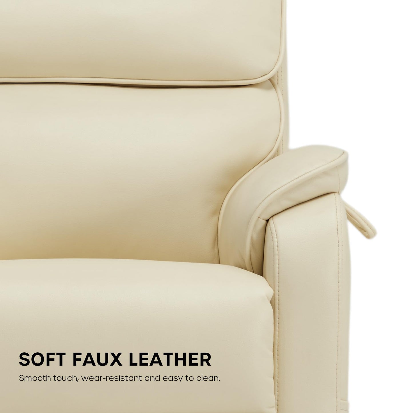 DYNOX Medium Power Dual Motor Lift Recliners Chairs for Elderly Lay Flat Lift Chair with Infinite Positions, Heat & Massage, Supports 300 LBS(9188,Faux Leather,Cream)