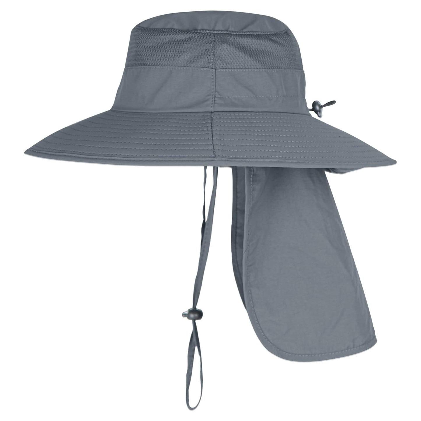 2Pack Sun Hats for Men Women Fishing Hat UPF 50+ Breathable Wide Brim Bucket Hats Summer UV Protection Safari Hat with Neck Flap Black/Dark Grey