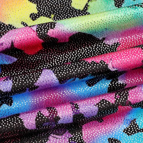 EQSJIU Dance Leotards For Toddler Girls Black Swirl Rainbow Girls Gymnastics Unitard 5-6 Years