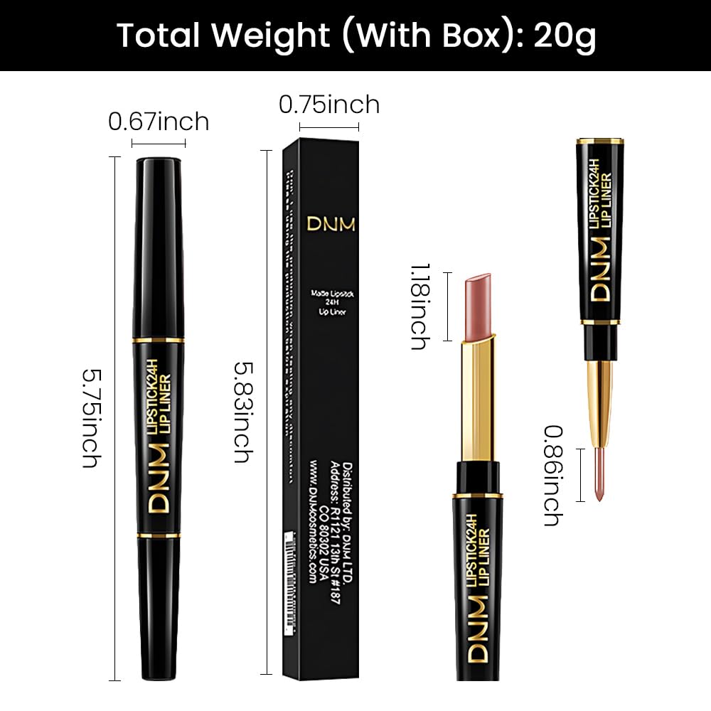 2-in-1 Fairest Nude Velvet Lip Liner & Lipstick Set Kit for Women, DNM Matte Lips Kit with Lip Liner Lip Stains Long Lasting Waterproof 24 Hour Lipstick and Lip Liners Combo Lipliners Pencil Set 47