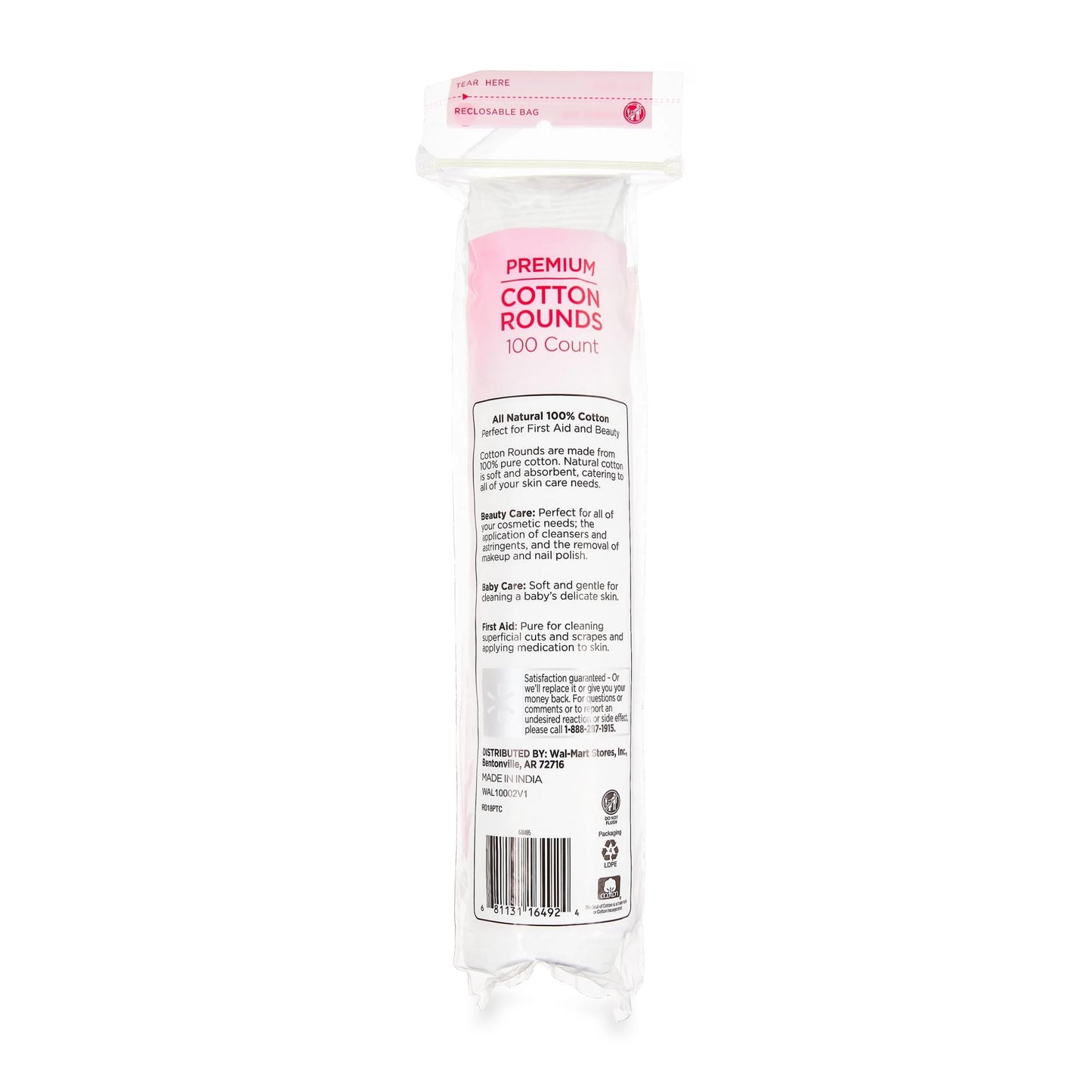 Equate Beauty Premium Cotton Rounds Facial Pads - 100ct Premium Rounds