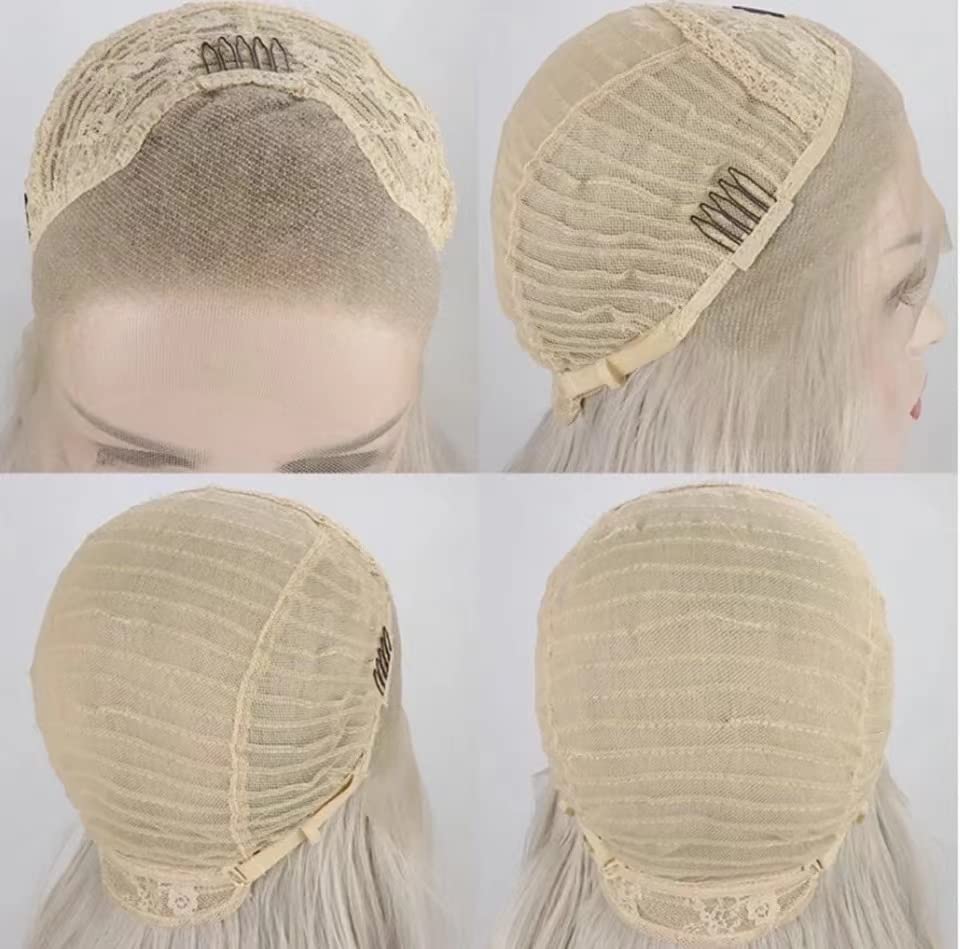 ELESTY Orange Color Synthetic Lace Front Wigs Free Part Long Wavy Synthetic Glueless Half Hand Tied Lace Wigs For Women 24Inch