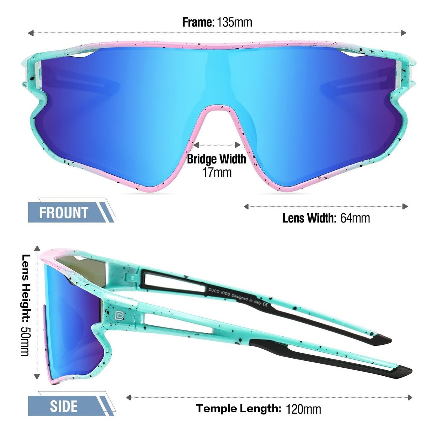 DUCO Kids Sunglasses Youth Baseball Sun Glasses Lightweight TR90 Frame UV400 Sports Cycling Shades for Boys Girls DK268